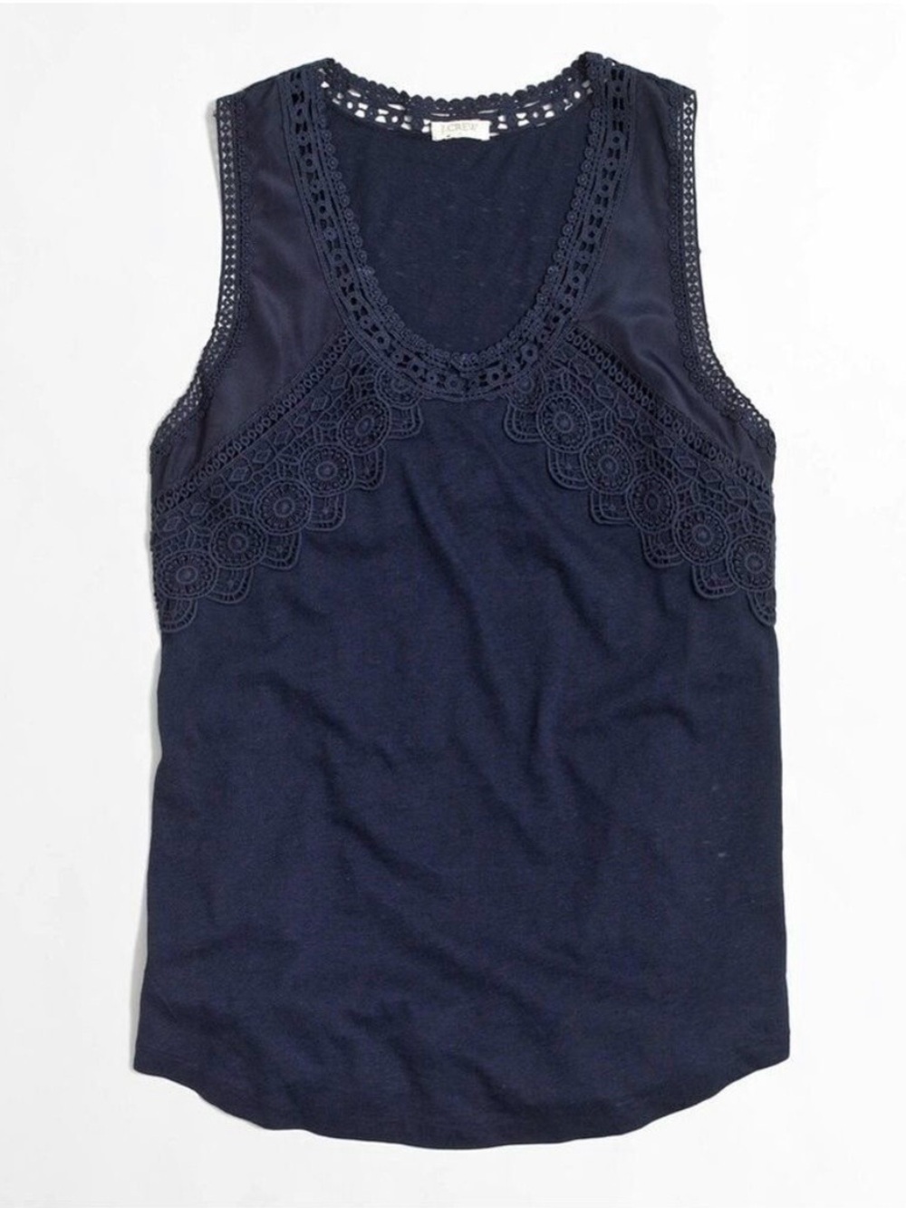 J. Crew Lace Trim Linen Tank Top
